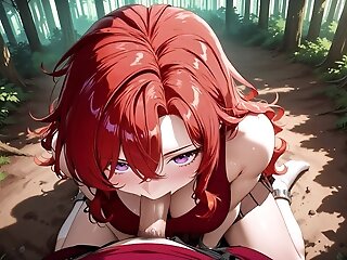 Fiery Redhead Bombshell Passionate Forest Fuck – Skirt & White Stockings Dripping